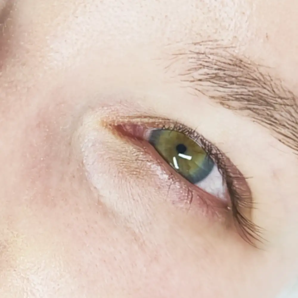 Pred ošetrením: Luxusný pohľad - trvalá mihalníc + farbenie a botox (LashLift) – Klientka, 31 r. — silný lifting mihalníc (2. pohľad)